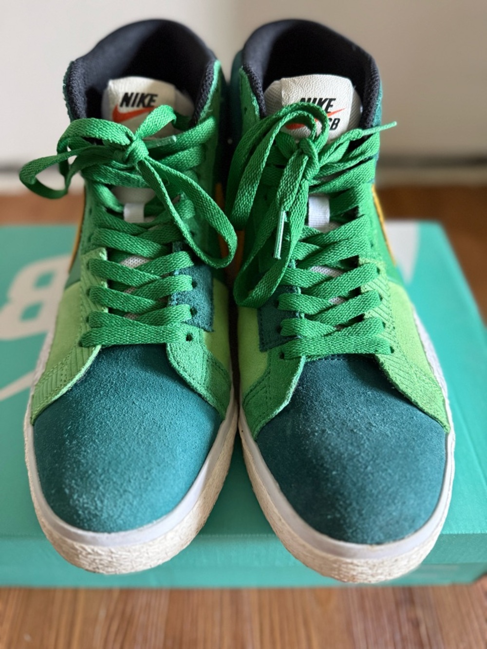 Nike Blazer Mid Green Yellow Suede Sneakers Men’s Size __ Rare Colorway - Picture 2 of 5